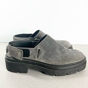 Free People Milo Slingback Mule Womens Size 39 US 8.5 Gray Suede Shoes clogs lug